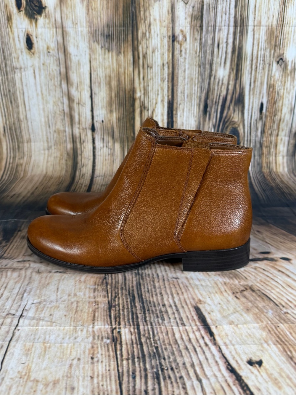 Naturalizer Cognac Leather Chelsea Ankle Boots Comfort N5 Women’s 8M Fall Boho